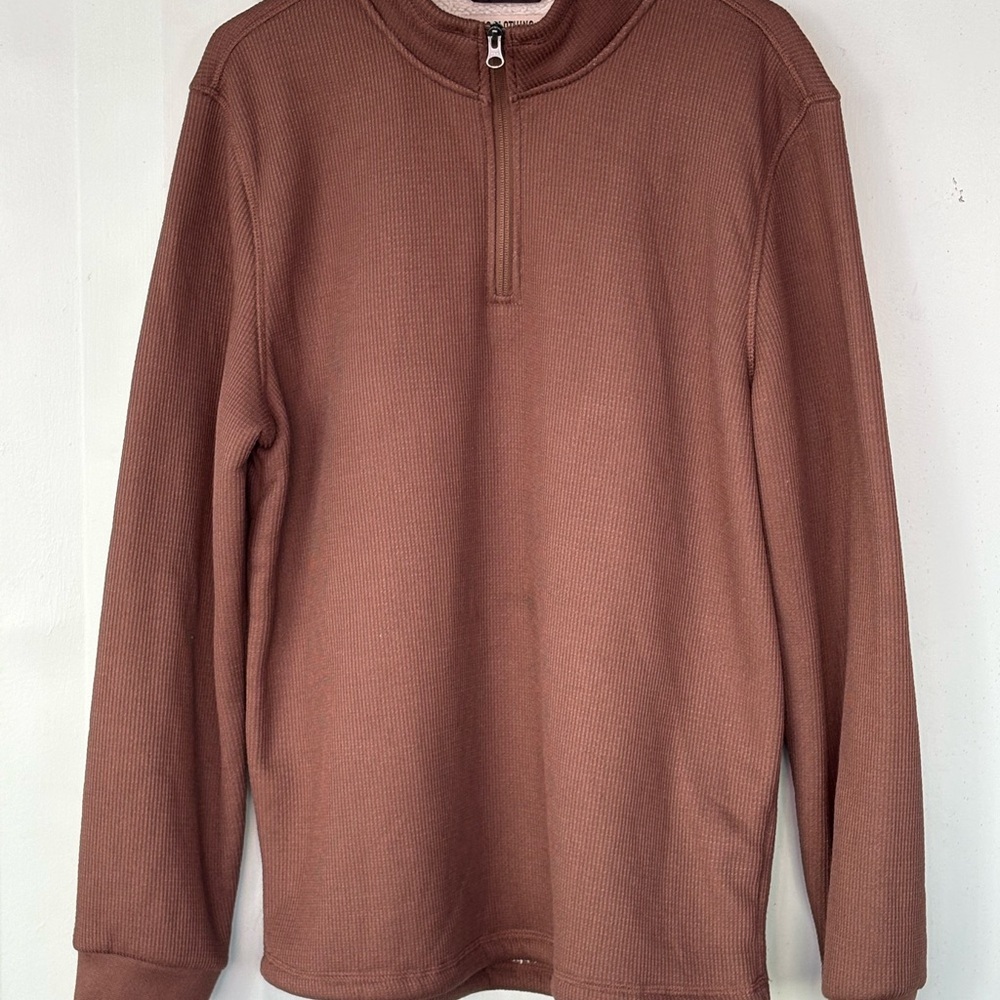 Bc Cloting Men's Brown Half-Zip Waffle Knit Pullover Sweater - Picture 4 of 6